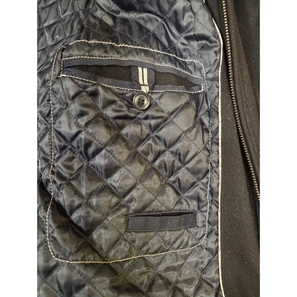 Vintage Calvin Klein Wool Bomber Jacket‎ Men’s 2XL Black Collared Designer Coat